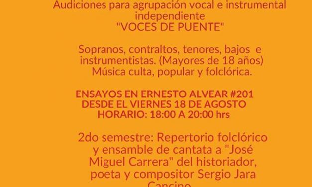 Agrupación vocal “Voces de Puente” invita a Audiciones