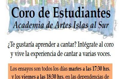 Coro Academia de Artes Islas al Sur invita a formar parte de su agrupación