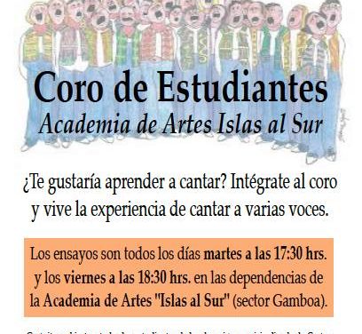 Coro Academia de Artes Islas al Sur invita a formar parte de su agrupación