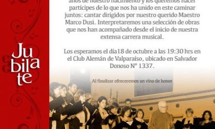 Coro Jubilate Valparaíso invita a su Concierto Aniversario 20 años