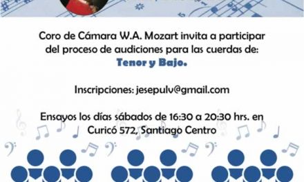 Coro de Cámara W.A. Mozart invita a Audiciones para las cuerdas de Tenor y Bajo