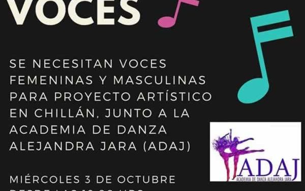Audición de voces para proyecto artístico en Chillán