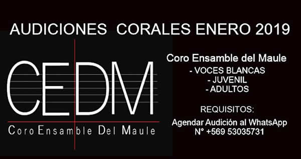 Audiciones Coro Ensamble del Maule Enero 2019