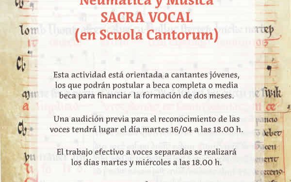 Ensamble Vox Celeste invita a formación de Canto llano – Escritura Neumática y Música Sacra Vocal
