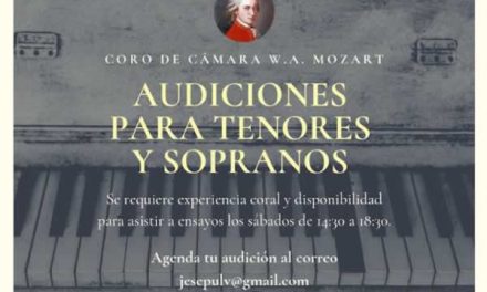 Coro de Cámara W.A. Mozart llama a audiciones para tenores y sopranos