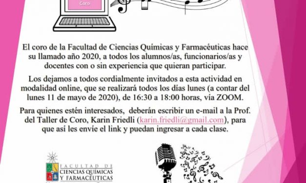 Coro de la Facultad de Ciencias Químicas de la U. de Chile realiza llamado a audiciones 2020