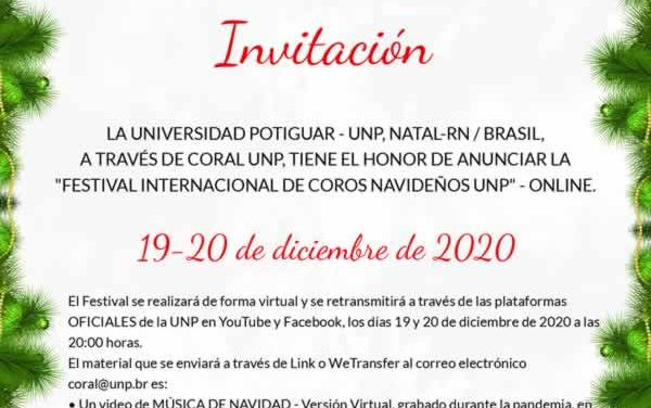 Abierta convocatoria “Festival Internacional de Coros Navideños UNP”, versión virtual