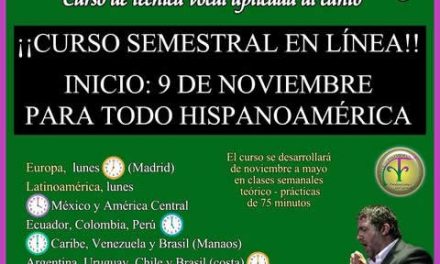 “Por amor a voz-s” curso semestral en línea de técnica vocal aplicada al canto