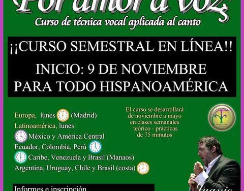 “Por amor a voz-s” curso semestral en línea de técnica vocal aplicada al canto