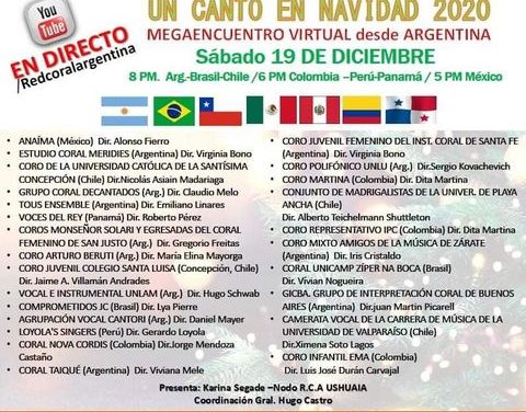 La Red Coral Argentina invita a Concierto “Un Canto en Navidad 2020”