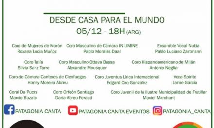 Patagonia Canta OnLine invita a su octavo concierto, cierre de temporada 2020
